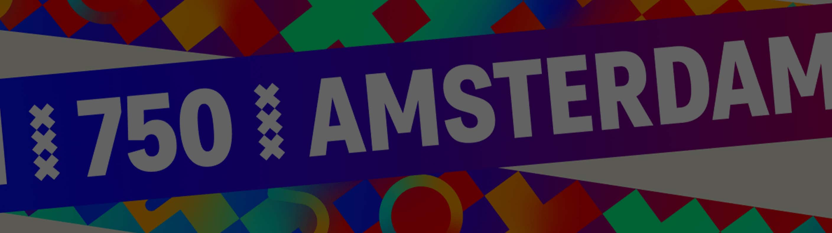 Festival op de ring afbeelding met vlaggen en 750 jaar Amsterdam