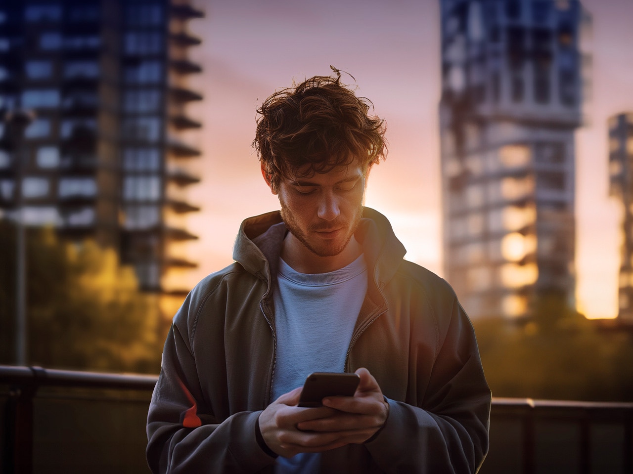 Man met mobiele telefoon