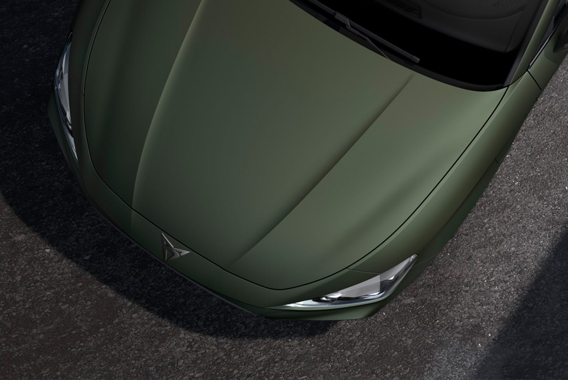 Motorkap van de CUPRA Leon in Manganese Green Matt lakkleur