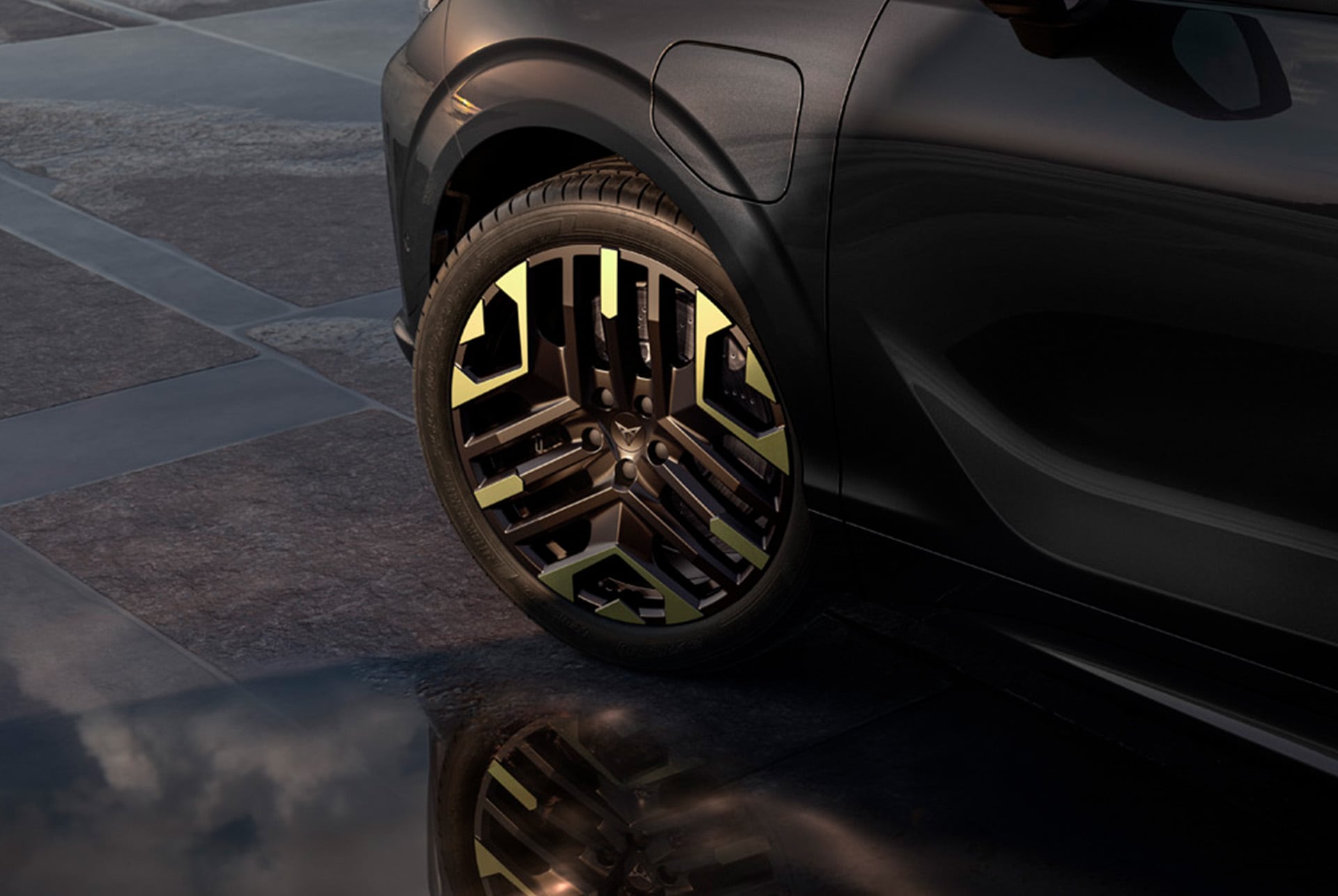 20 inch Tribe Edition groene velgen op de nieuwe CUPRA Terramar plug-in hybride SUV