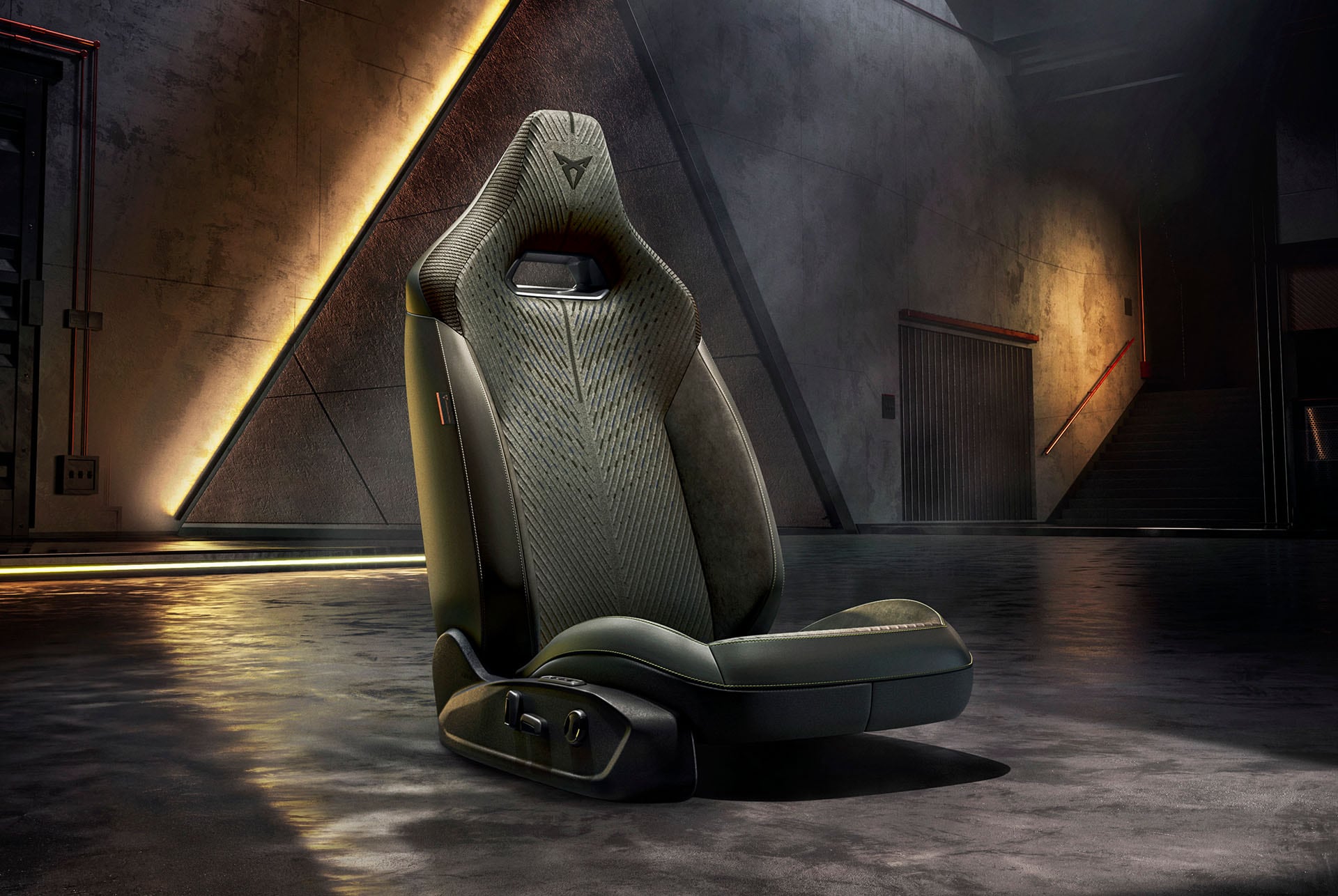 Interieuraanzicht om de Tribe Edition bekleding en het designdetail van de stoelen te tonen.