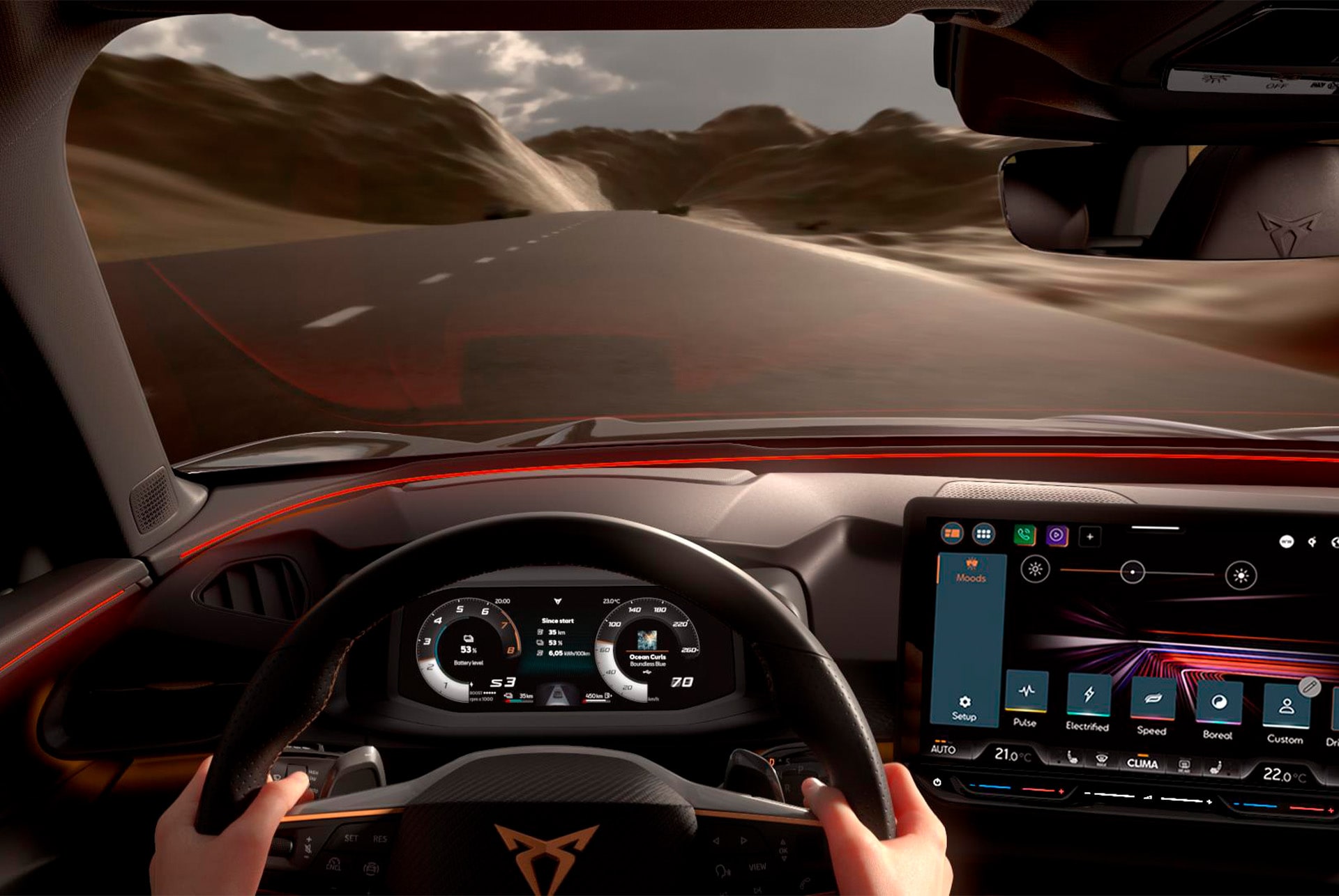 Animatie van de Smartlight-technologie in de CUPRA Terramar.