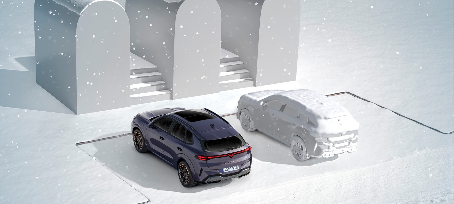 Illustratie van een geparkeerde CUPRA